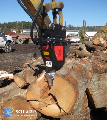 Solaris Black Splitter Attachment for Excavators, Skid Steers, and Backhoes